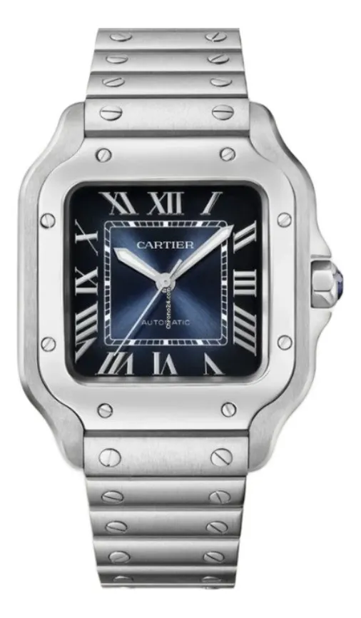 Reloj Santos Azul 42 Mm Plateado Plateado Azul Oscuro - Image 3