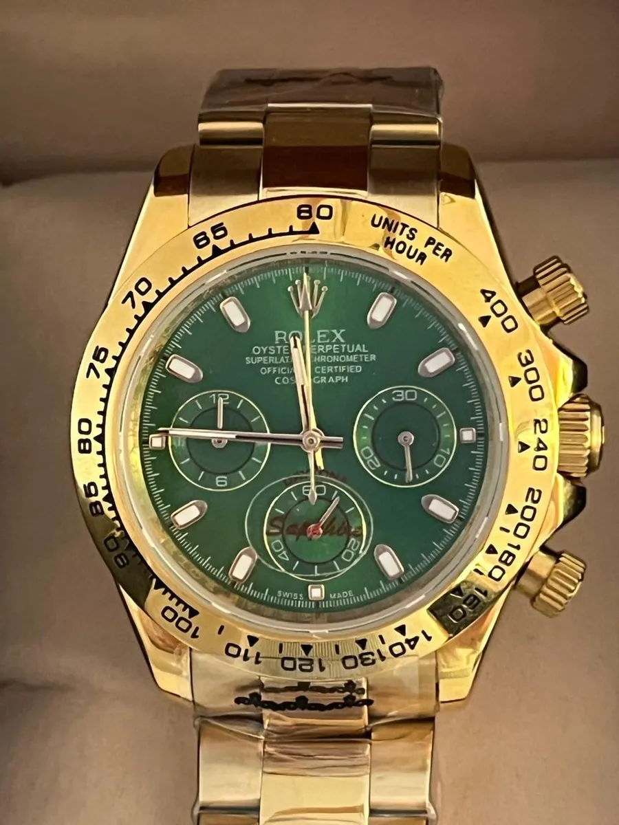 Reloj Daytona Golden Carátula Verde 41 Mm Hombre Reacon Dorado Dorado Verde