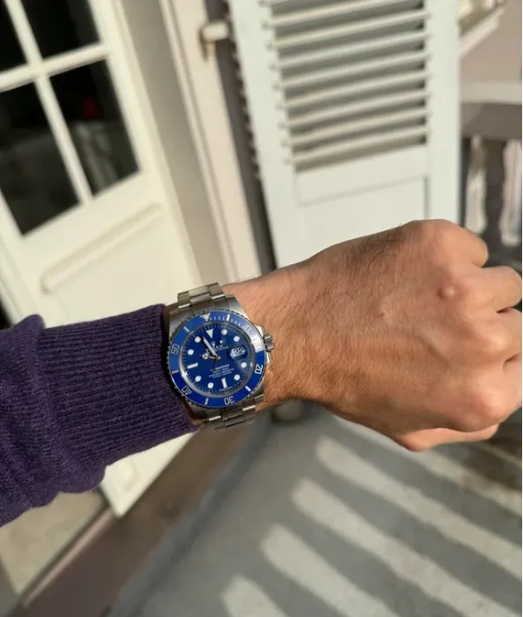 Reloj Submariner Azul Pitufo 40 Mm Acero Hom Reacon Plateado Azul Azul - Image 2
